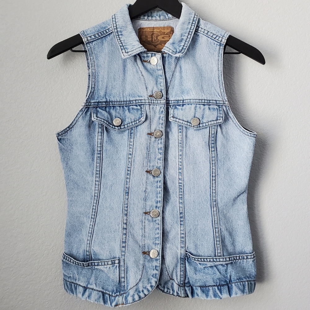 90's Hot And The Gang Sleeveless Jean Vest Small*